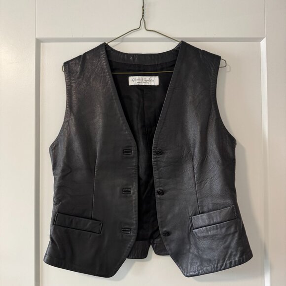 Vintage 90s Esprit De Corp (Susie Tompkins) Black Leather Vest - women's M - Picture 4 of 9